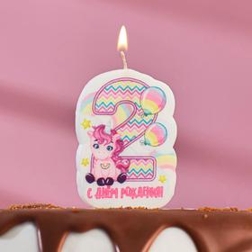 Свеча для торта 'Цифра 2, розовый пони', 5×8.5 см Ош