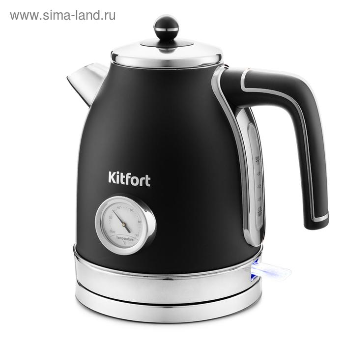 Чайник электрический Kitfort KT-6102-1, металл, 1.7 л, 2150 Вт, автоотключение, чёрный