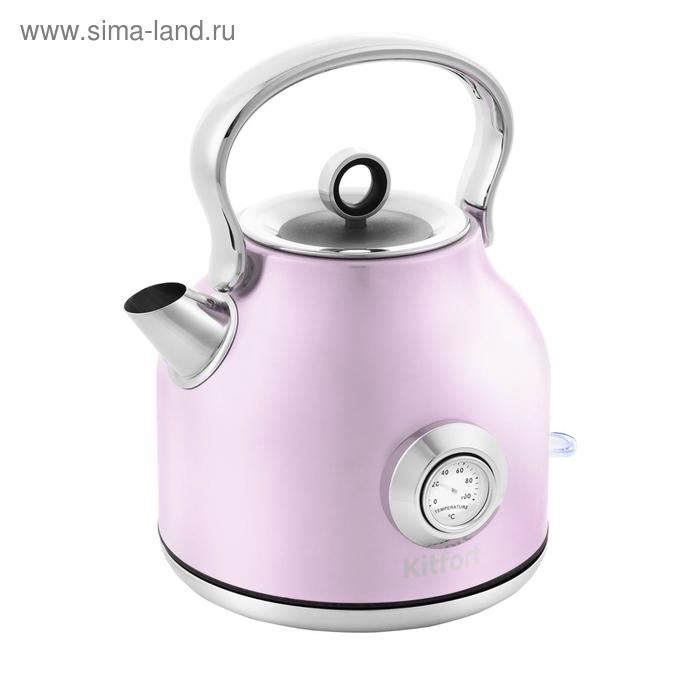 Чайник электрический Kitfort KT-673-4, металл, 1.7 л, 2200 Вт, автоотключение, розовый