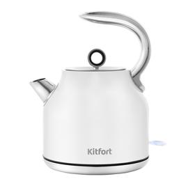 

Чайник электрический Kitfort KT-675-1, металл, 1.7 л, 2200 Вт, автоотключение, белый