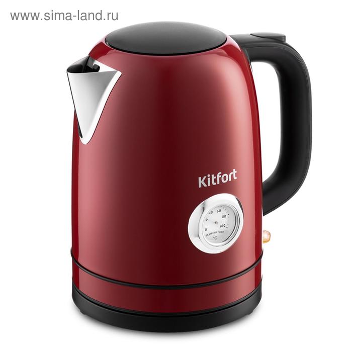 Чайник электрический Kitfort KT-683-2, металл, 1.7 л, 2200 Вт, автоотключение, красный