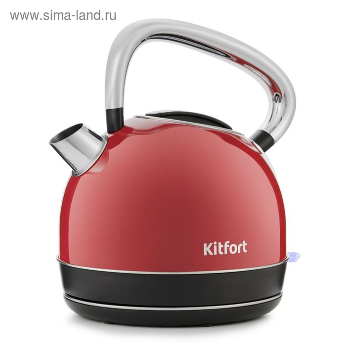 Чайник электрический Kitfort KT-696-1, металл, 1.7 л, 2150 Вт, автоотключение, красный