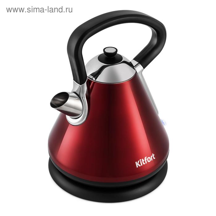 Чайник электрический Kitfort KT-697-2, металл, 1.7 л, 2200 Вт, автоотключение, красный