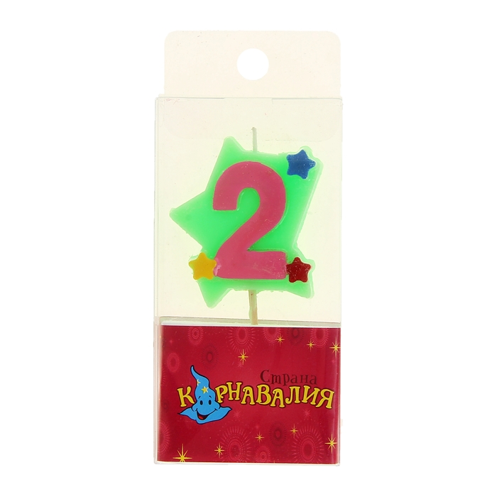 Свеча восковая для торта "Звездочка" цифра 2