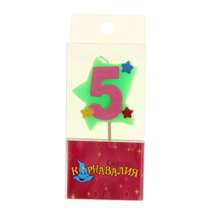 Свеча восковая для торта "Звездочка" цифра 5