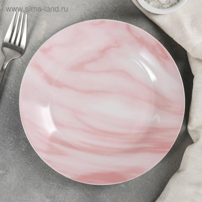 Тарелка керамическая десертная Доляна «Мрамор», d=19 см, цвет розовый тарелка керамическая десертная доляна пастель d 19 см цвет жёлтый