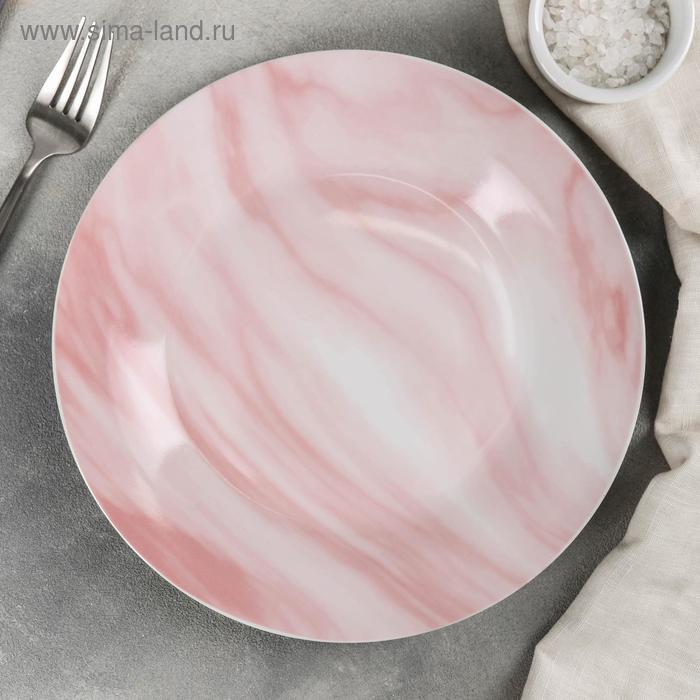Тарелка керамическая обеденная Доляна «Мрамор», d=24 см, цвет розовый тарелка керамическая обеденная доляна кассиопея d 24 см цвет чёрный