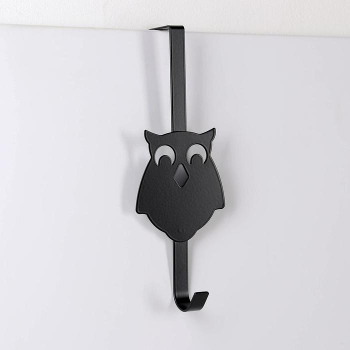фото Вешалка надверная на 1 крючок «совы», 25×9×8,2 см, цвет чёрный катунь