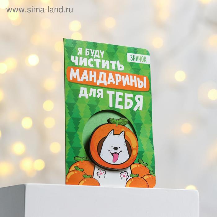 Открытка со значком «Я буду чистить мандаринки для тебя», 12 х 8 см