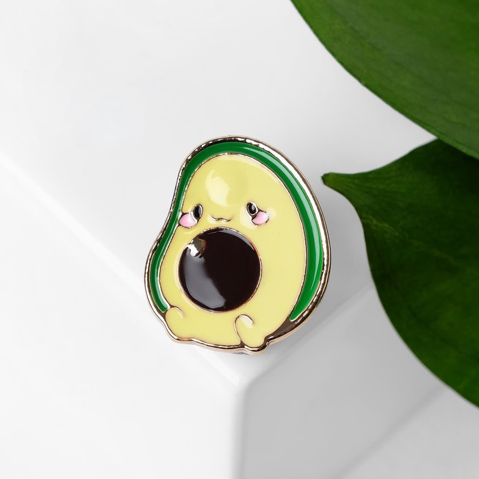 Значок «Авокадо» сытый животик, цвет зелёный в золоте значок авокадо сытый животик цвет зелёный в золоте