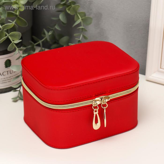 

Шкатулка кожзам для косметики "Красная" 9,5х15х12,5 см