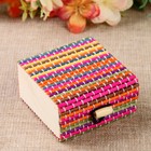 Шкатулка-соломка "Радуга", плоский квадрат