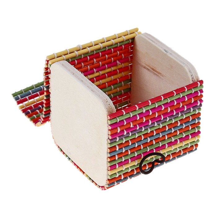 Шкатулка-соломка "Радуга" квадратная