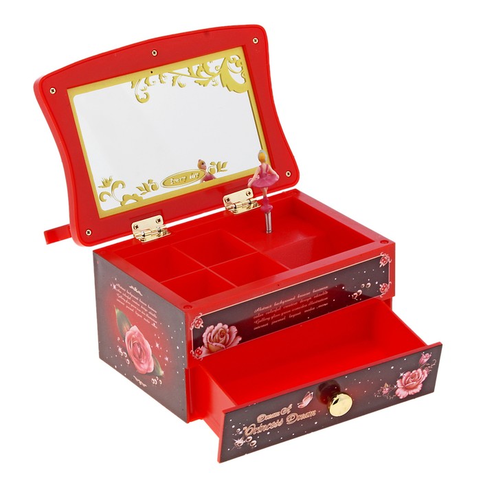 Шкатулка музыкальная "Трюмо с бархатной розой"