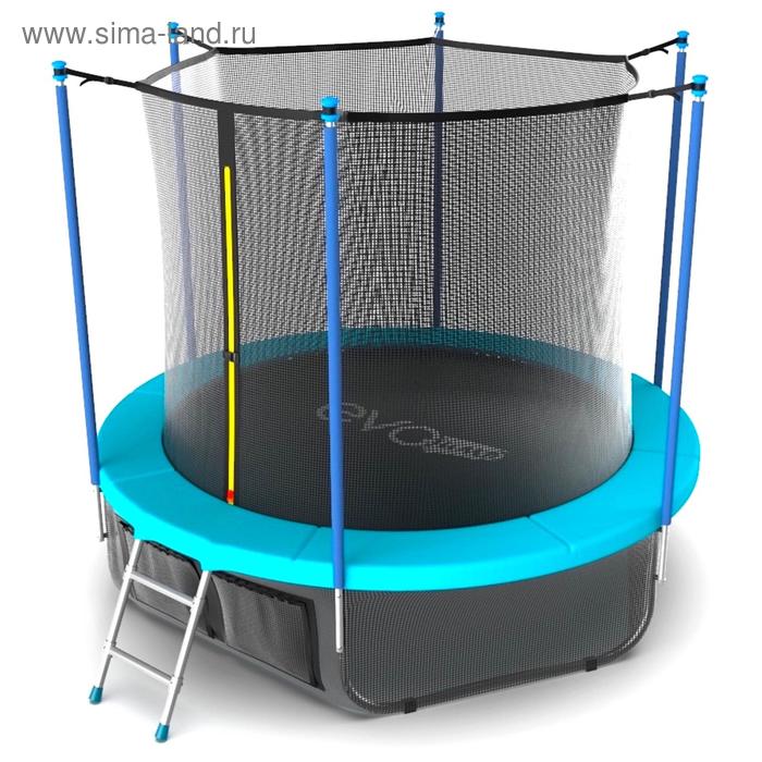 фото Батут с териленовой сеткой и лестницей evo jump internal 12ft wave, диаметр 366 см, цвет морская волна