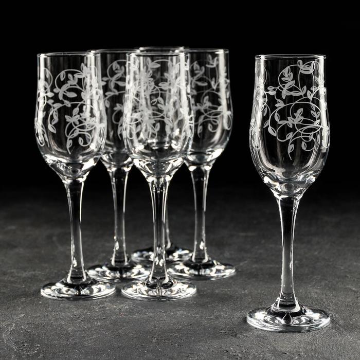 Набор бокалов для шампанского «Лоза», 200 мл, с гравировкой, 6 шт