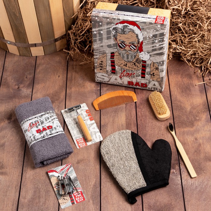 Набор подарочный «Новый год: Bad Santa» полотенце и аксессуары подарочный набор с чаем крем медом и конфетами на новый год