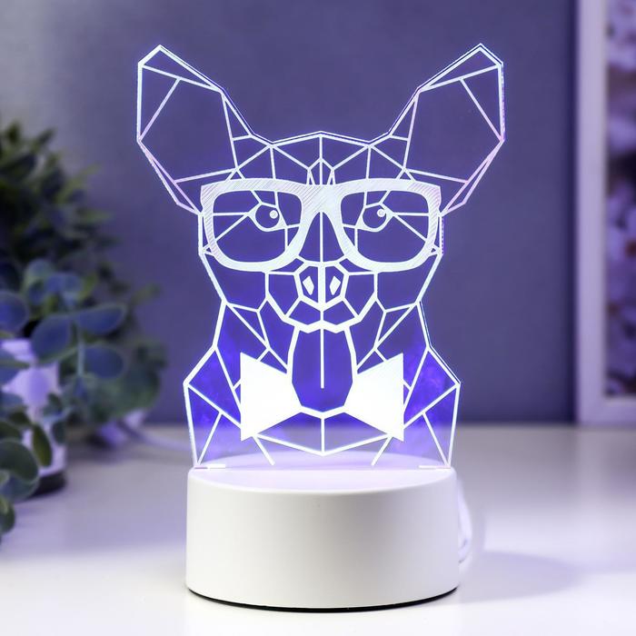 

Светильник "Собака в очках" LED RGB от сети 9,5х13х19 см