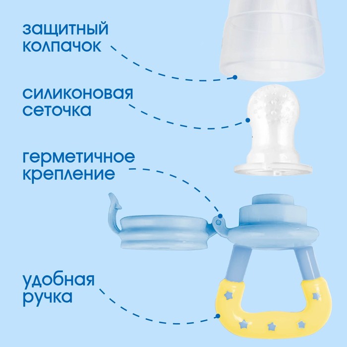 Ниблер для прикорма «ТРЕНД. Пёсики» в наборе с силиконовыми сеточками 2шт