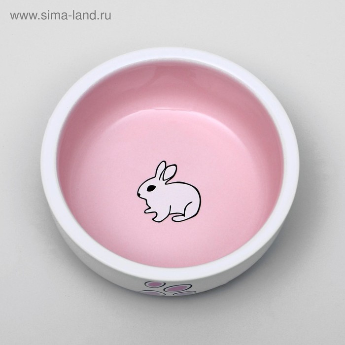 Миска керамическая для кроликов 200 мл 10 х 3,7 см, бело-розовая trixie миска керамическая для кроликов 200 мл ø 14 см