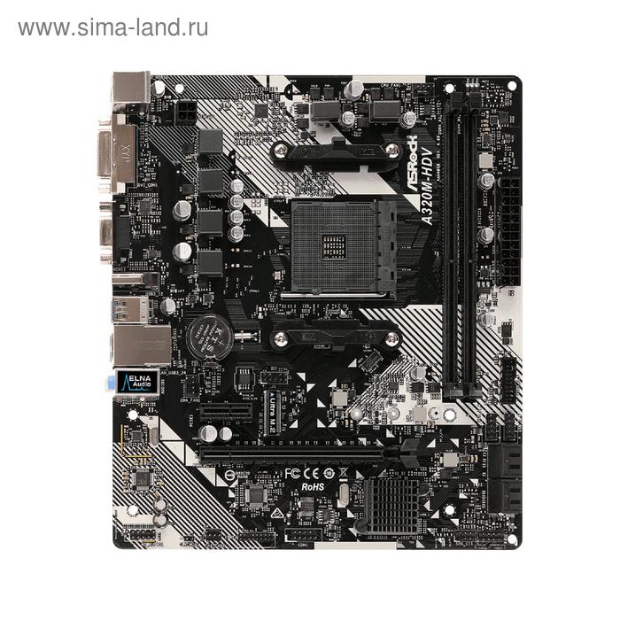 фото Материнская плата asrock a320m-hdv r4.0, am4, a320, 2xddr4, vga, dvi, hdmi, matx