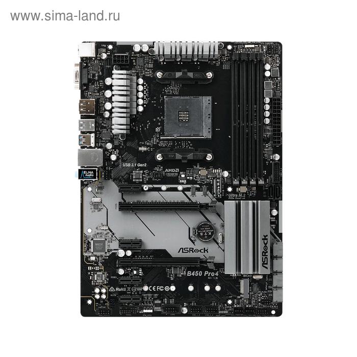 фото Материнская плата asrock b450 pro4, am4, b450, 4xddr4, vga, hdmi, dp, atx