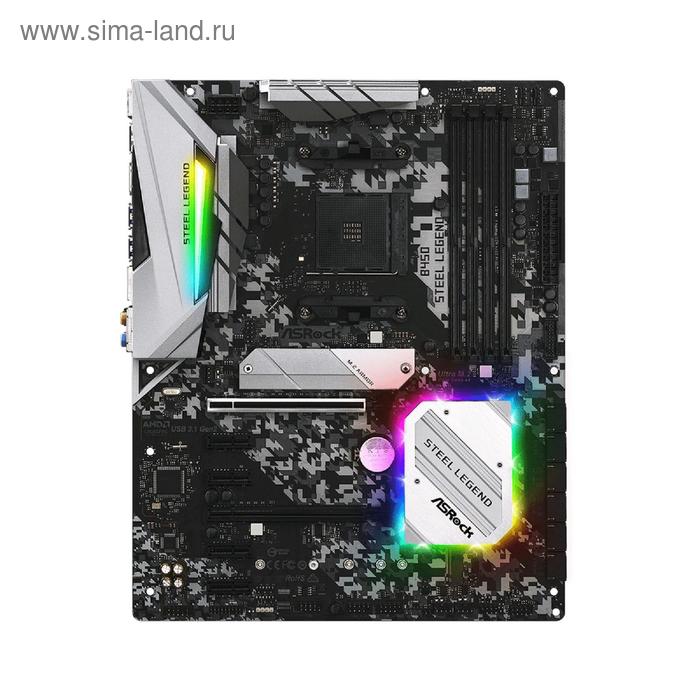 фото Материнская плата asrock b450 steel legend, am4, b450, 4xddr4, hdmi, dp, atx