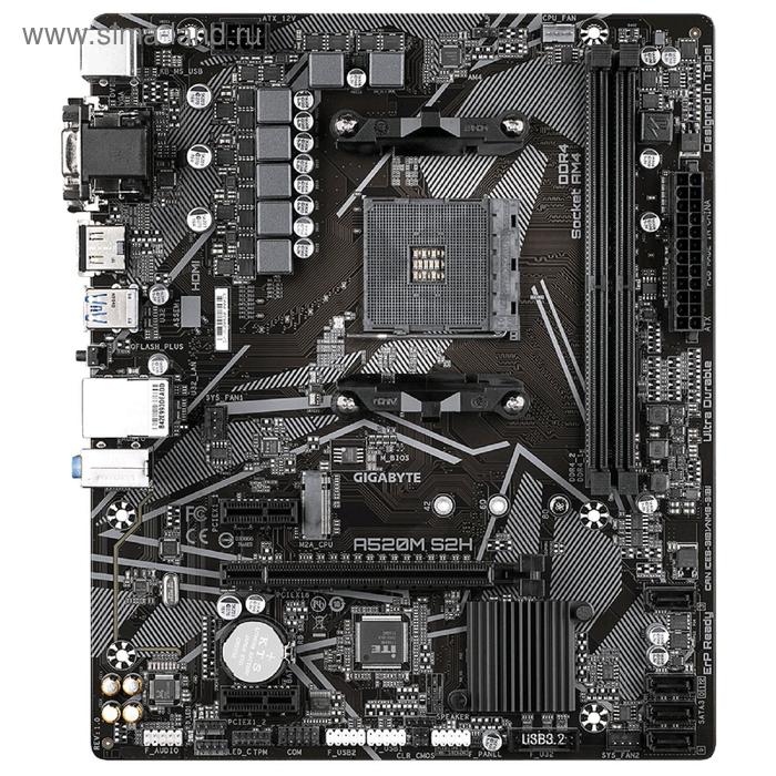 фото Материнская плата gigabyte a520m s2h, am4, a520, 2xddr4, vga, dvi, hdmi, matx