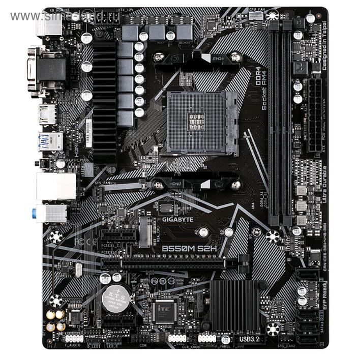 фото Материнская плата gigabyte b550m s2h, am4, b550, 2xddr4, vga, dvi, hdmi, matx