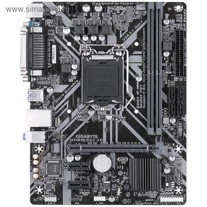 фото Материнская плата gigabyte h310m ds2 2.0, lga1151v2, h310c, 2xddr4, vga, matx