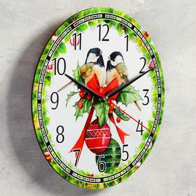 

Часы настенные, серия: Новый год, "Синицы", d=24 см, плавный ход