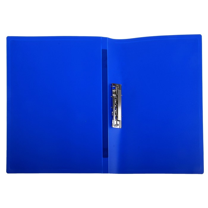 Папка с боковым зажимом А4 пластик 0,50мм торцевая наклейка Синяя