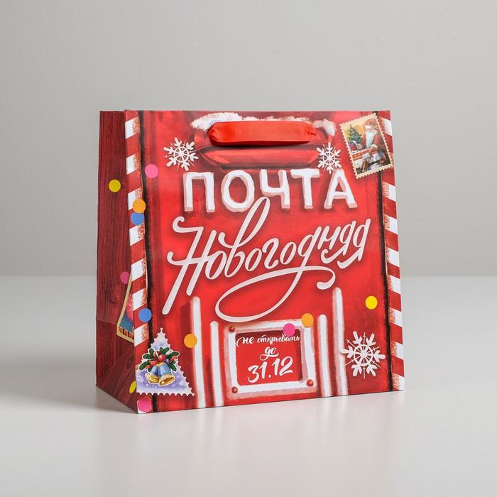 

Пакет ламинированный квадратный «Новогодняя почта», 22 × 22 × 11 см