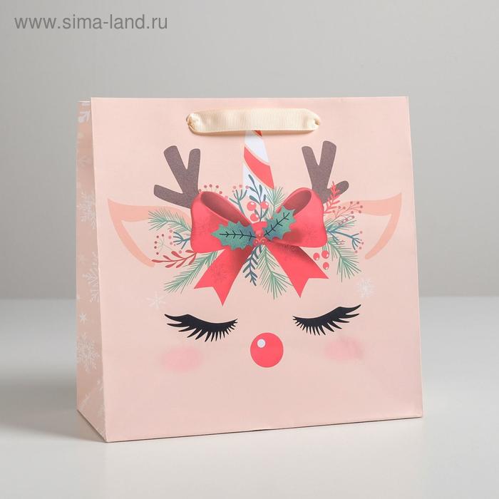 

Пакет ламинированный квадратный «Сказочного года», 22 × 22 × 11 см