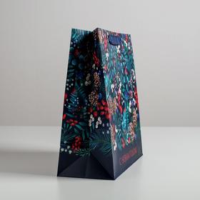 

Пакет ламинированный квадратный «Новогодняя ботаника», 30 × 30 × 12 см