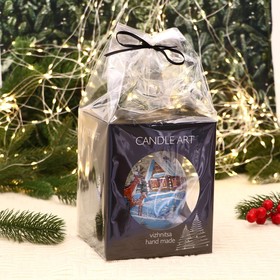 

Ёлочный шар d-12 см "Оленята в снежной деревушке" ручная роспись