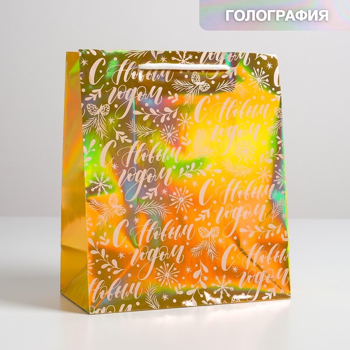 

Пакет голография вертикальный «Поздравляю», ML 23 × 27 × 11,5 см