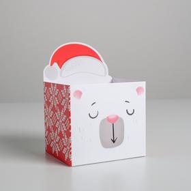 Коробка для мини-букетов «С новым годом», мишка, 12 х 17 х 10 см Ош