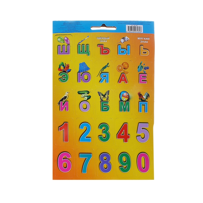 Мини «Азбука и цифры» на магнитах, синяя