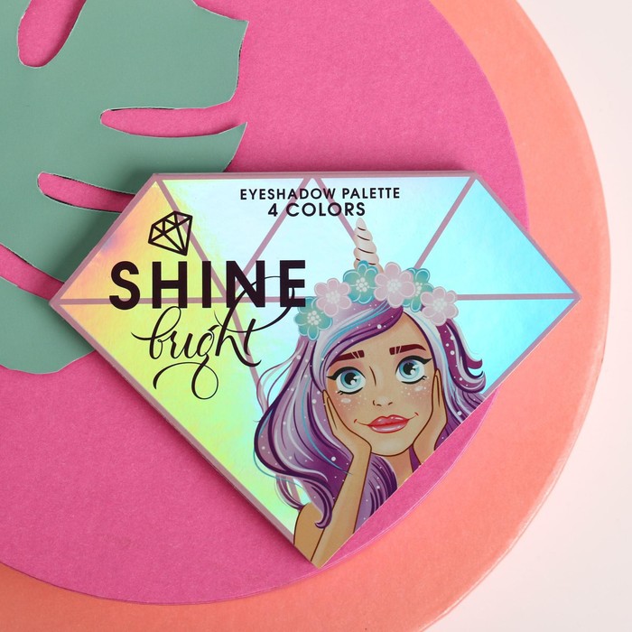 

Палетка теней для век Shine bright, 4 потрясающих оттенка