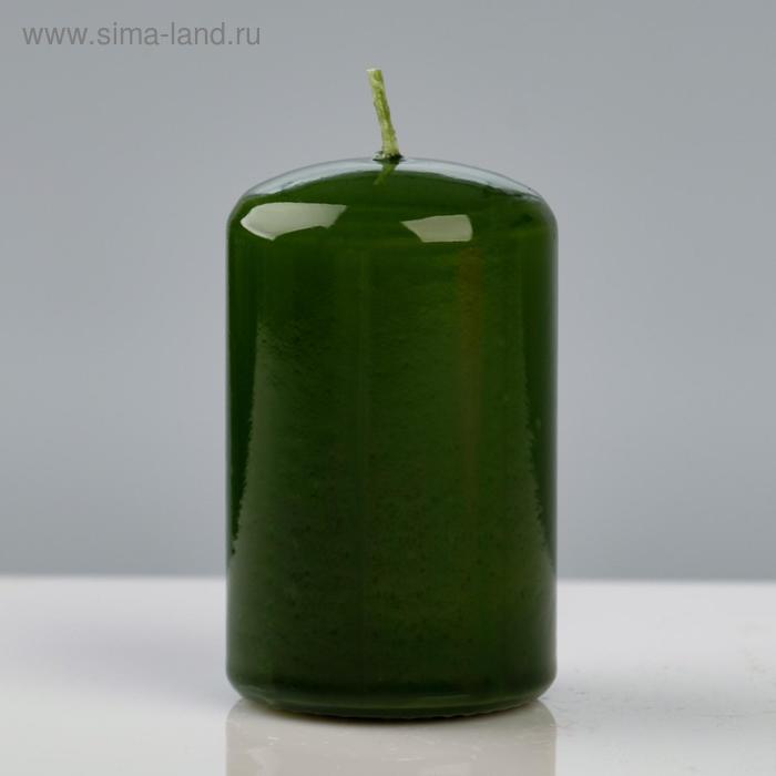 фото Свеча - цилиндр лакированная, 5×8 см, зелёная trend decor candle