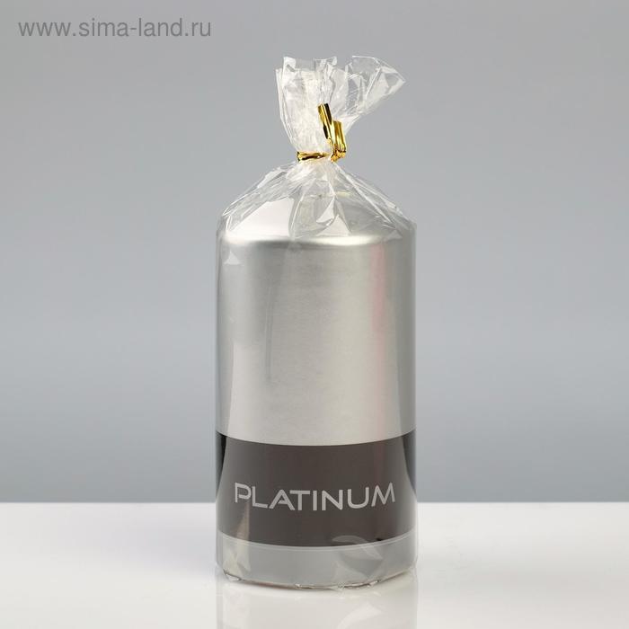 

Свеча - цилиндр лакированная, "Platinum", 7×13 см, серебряный металлик