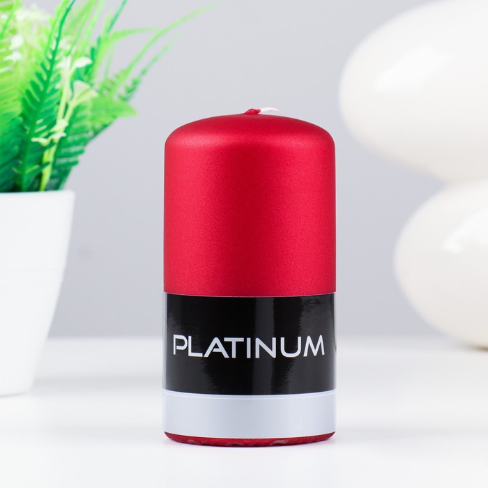

Свеча - цилиндр лакированная, "Platinum", 6×11,5 см, красный матовый металлик