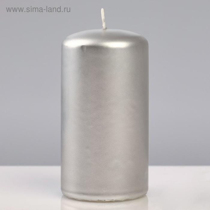 

Свеча - цилиндр лакированная, "Platinum", 6×11,5 см, серебряный металлик