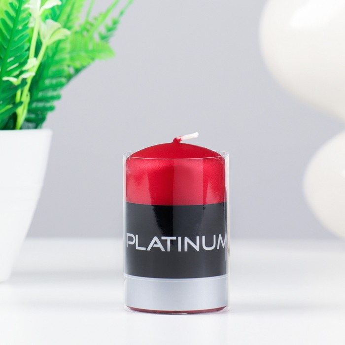 

Свеча - цилиндр лакированная, "Platinum", 5×8 см, красный матовый металлик