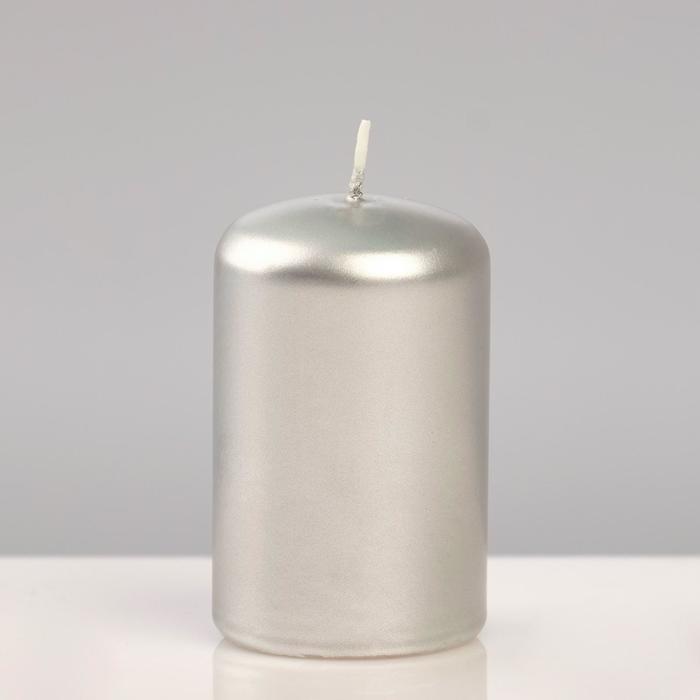 

Свеча - цилиндр лакированная, "Platinum", 5×8 см, серебряный металлик