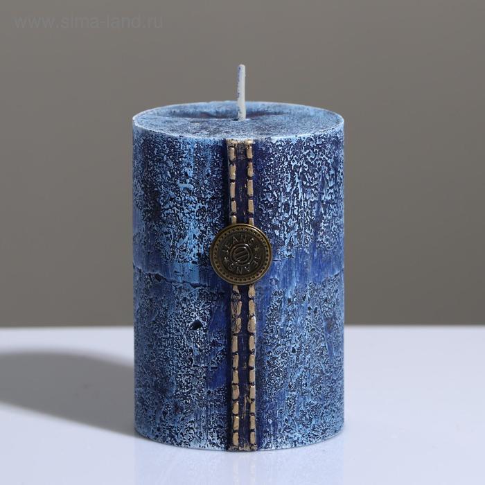 фото Свеча - цилиндр "кантри джинс" , 7×10 см, голубой trend decor candle