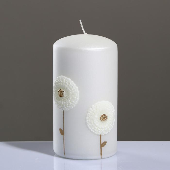 

Свеча - цилиндр "Одуванчики", 7×13 см, белый