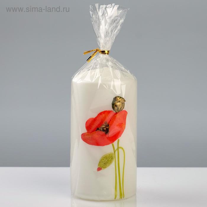 фото Свеча - цилиндр "маки", 7×13 см, жемчужный белый trend decor candle