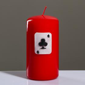 Свеча - цилиндр 'Покер', 6×11,5 см, красный Ош